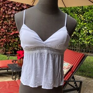 No Boundaries White Lace Trim Tank Top